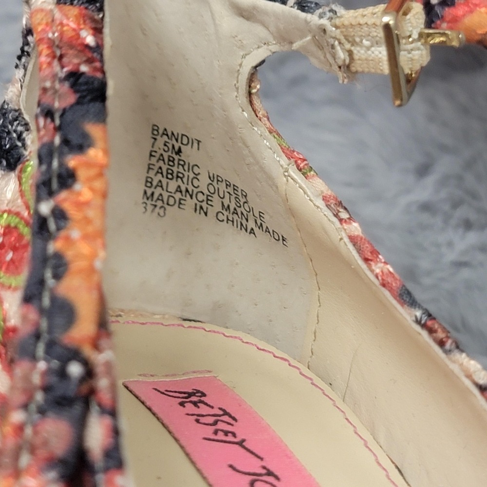 Betsey Johnson Heels Womens 7.5 Multicolor Bandit Platform Peep Toe Stiletto - Picture 7 of 14